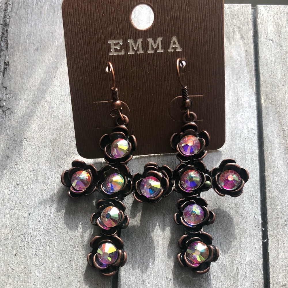Cross crystal earrings